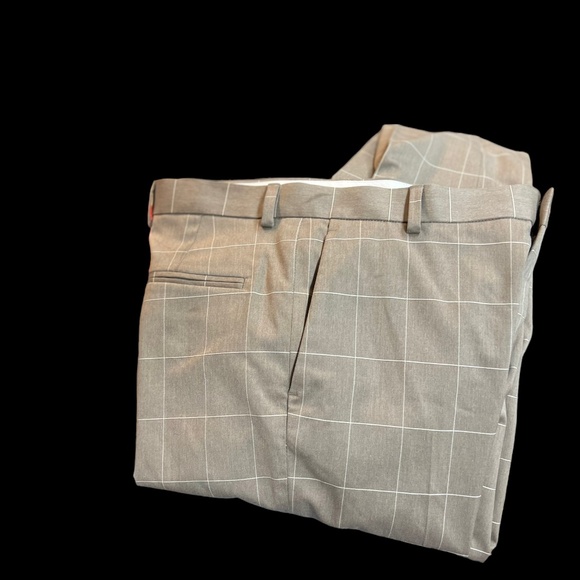 H & M Slim Fit Suit Pants Beige Check Windowpane Design Welt Pockets New sz 32R - Picture 9 of 9